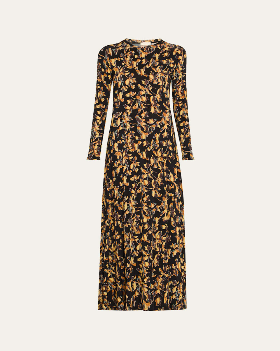 Amari Floral Long-Sleeve Jersey Dress